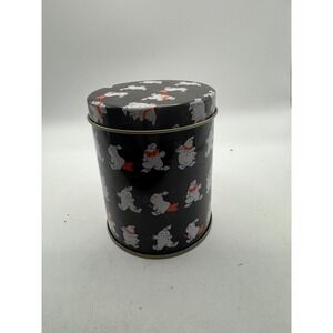 Cute Character Round Tin Storage Container Black Orange Whimsical